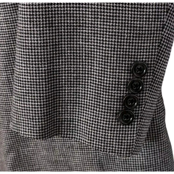Jos A Bank Silk Wool Sport Coat Men's Size 42L Black White‎ Houndstooth 2 Button - Picture 5 of 16